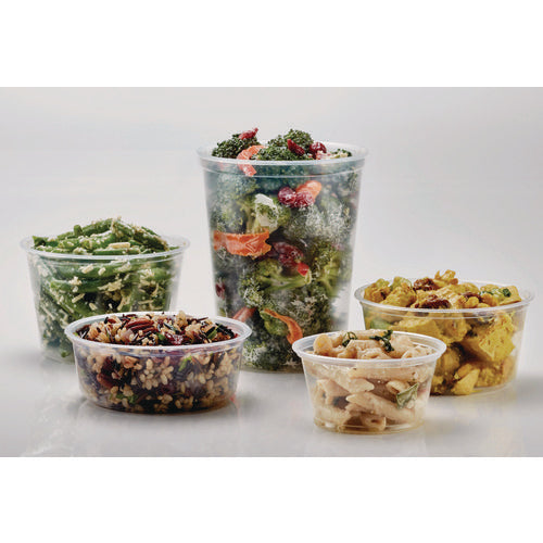 Microwavable Deli Containers, 6 Oz, 4.6" Diameter X 1.3" H, Clear, Plastic, 500/carton