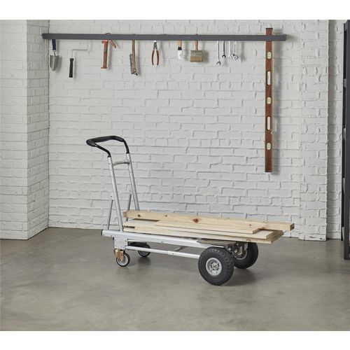 Heavy Duty 4-in-1 Truck, Supports 800 Lb (hand Truck) 1,000 Lb (cart/platform Truck), 19.69" X 18.7" X 48.31", Silver/black