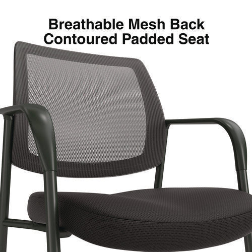 Essentials Mesh Back Fabric Guest Chair, 24.41" X 23.62" X 35.04", Black Seat, Black Back, Black Frame