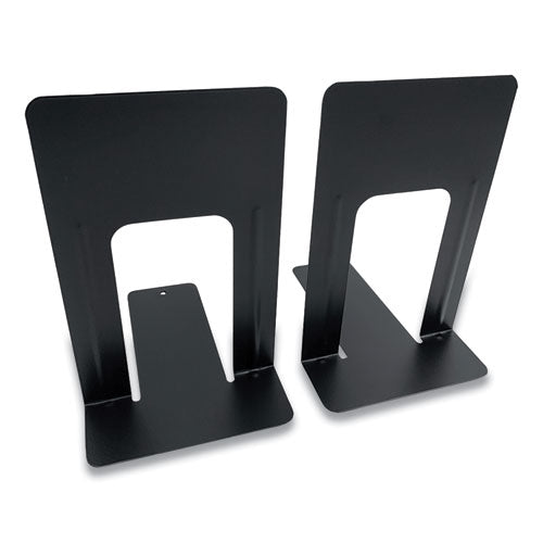 Steel Bookends, Contemporary Style, Nonskid, 6 X 8 X 9.25, Black, 1 Pair