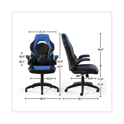 Vortex Bonded Leather Gaming Chair, Supports Up To 301 Lbs, 17.9" To 21.6" Seat Height, Blue/black, Black Base