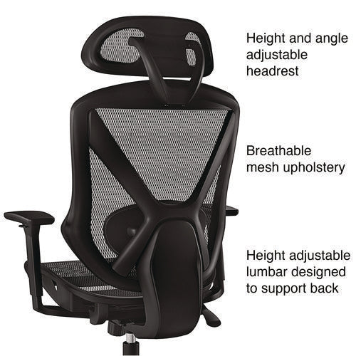 Taunton Ergonomic Mesh Swivel Task Chair, Supports Up To 275 Lb, 17.44 To 20.98 Seat Height, Black Seat/back, Black Base