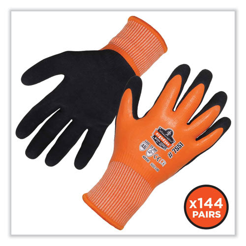 Proflex 7551-case Ansi A5 Coated Waterproof Cr Gloves, Orange, 2x-large, 144 Pairs/carton