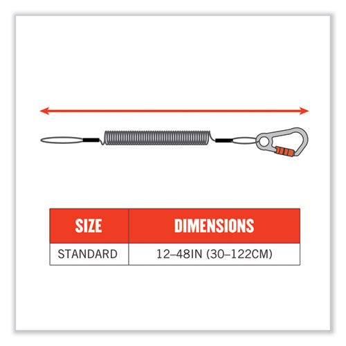 Squids 3156 Coiled Tool Lanyard With Carabiner, 2 Lb Max Work Capacity, 12" To 48", Black/orange