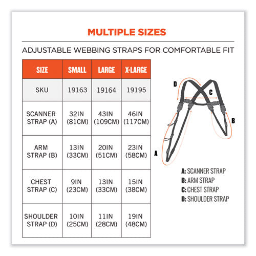 Squids 3132 Barcode Scanner Lanyard Harness, Large: 20" Arm Strap, 43" Lanyard Strap, Hi-vis Lime