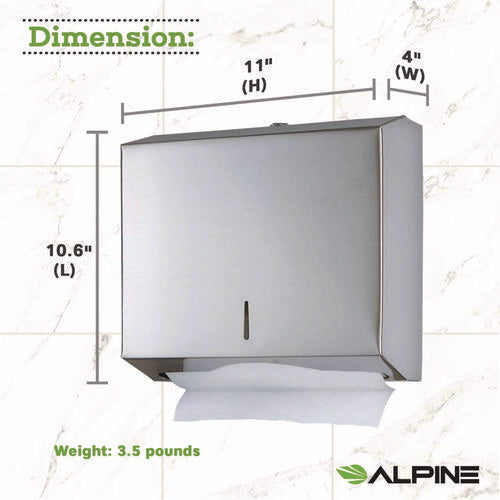 Horizontal C-fold/multi-fold Paper Towel Dispenser, 10.2 X 4 X 11.2, Brushed Nickel