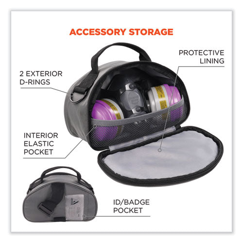 Arsenal 5187 Clamshell Half Respirator Bag With Zipper Closure, 4 X 9 X 5, Gray