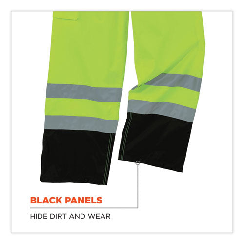 Glowear 8918bk Class E Hi-vis Rain Bibs Black Bottom, 2x-large, Lime