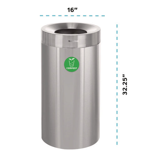 27 Gallon Stainless Steel Compost Can, Brushed Stainless Steel