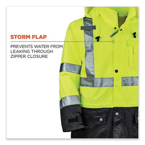 Glowear 8365bk Class 3 Hi-vis Rain Jacket Black Bottom, 4x-large, Lime