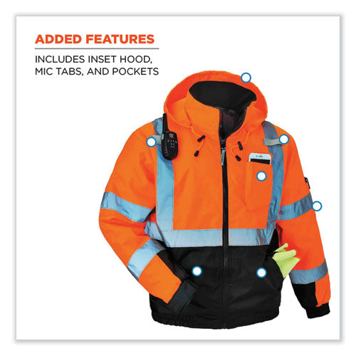 Glowear 8377 Class 3 Hi-vis Quilted Bomber Jacket, Orange, X-large