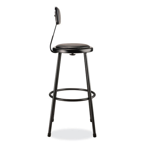 6400 Series Heavy Duty Vinyl Padded Stool With Backrest, Supports 300 Lb, 30" Seat Height, Black Seat/back/base