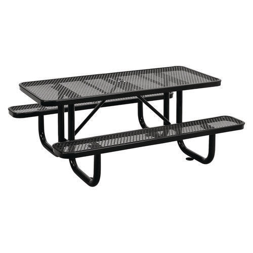 Expanded Steel Picnic Table, Rectangular, 72 X 62 X 29.5, Black Top, Black Base/legs