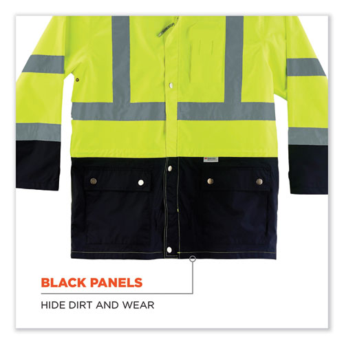 Glowear 8365bk Class 3 Hi-vis Rain Jacket Black Bottom, 2x-large, Lime