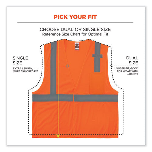 Glowear 8210hl Class 2 Economy Mesh Hook And Loop Vest, Polyester, 4x-large/5x-large, Orange