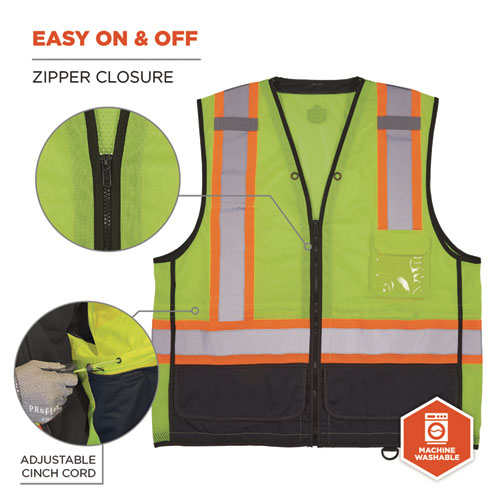 Glowear 8251hdz Class 2 Two-tone Hi-vis Safety Vest, Large To X-large, Lime