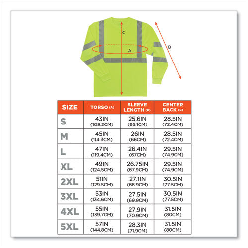 Glowear 8391 Class 3 Hi-vis Long Sleeve Shirt, Polyester, Lime, 5x-large