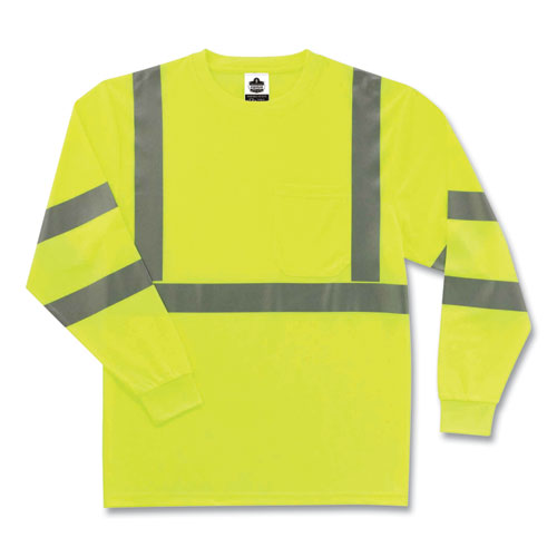 Glowear 8391 Class 3 Hi-vis Long Sleeve Shirt, Polyester, Lime, 5x-large