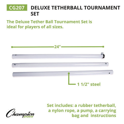 Deluxe Tetherball Tournament Set, Ball/24" Telescopic Poles/102" Cord/carry Case/pump/needle