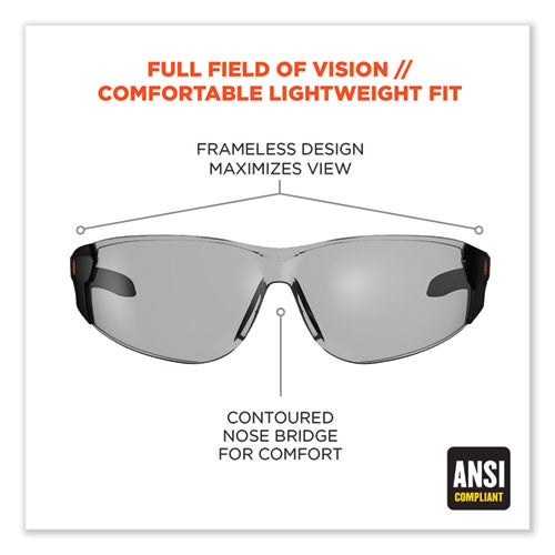 Skullerz Saga Frameless Safety Glasses, Black Nylon Impact Frame, Anti-fog Indoor/outdoor Polycarbonate Lens