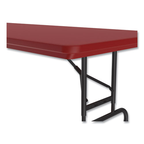 Adjustable Folding Tables, Rectangular, 60" X 30" X 22" To 32", Red Top, Black Legs, 4/pallet