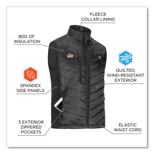 N-ferno 6495 Rechargeable Heated Vest With Battery Power Bank, Fleece/polyester, X-large, Black