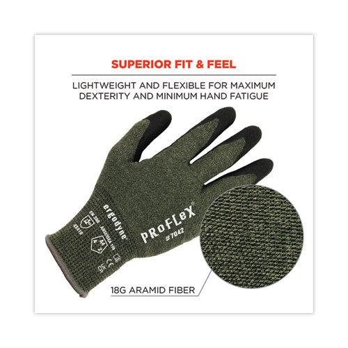 Proflex 7042 Ansi A4 Nitrile-coated Cr Gloves, Green, Large, 12 Pairs/pack