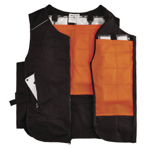 Chill-its 6260 Lightweight Phase Change Cooling Vest With Packs, Cotton/poly, 2x-large/3x-large, Black