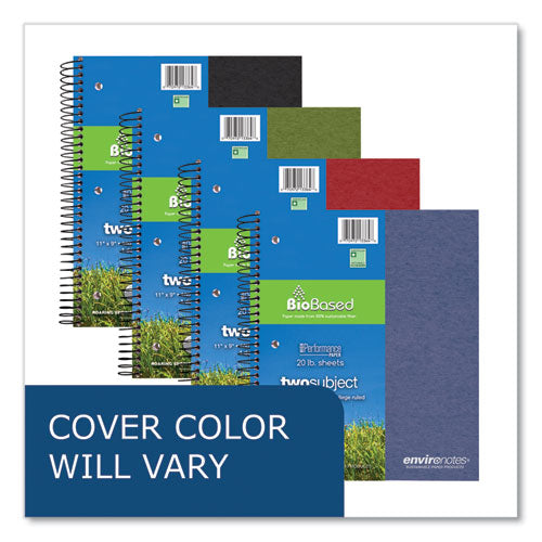 Earthtones Biobased 2 Subject Notebook, Medium/college Rule, Randomly Assorted Covers, (100) 11 X 9 Sheets, 24/carton