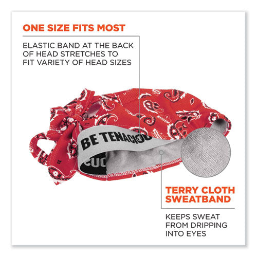 Chill-its 6615 High-performance Bandana Doo Rag With Terry Cloth Sweatband, One Size Fits Most, Red Western