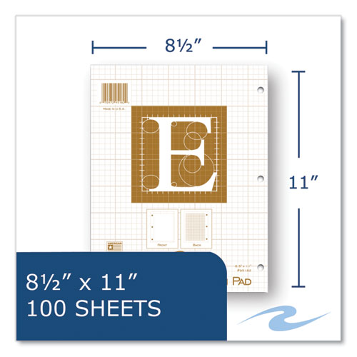 Engineer Pad, Quadrille Rule (5 Sq/in), 100 Buff 8.5 X 11 Sheets, 24/carton