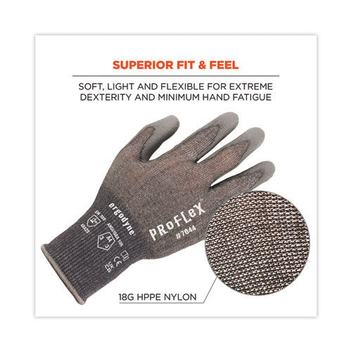 Proflex 7044 Ansi A4 Pu Coated Cr Gloves, Gray, Medium, Pair