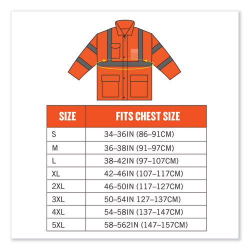 Glowear 8365 Class 3 Hi-vis Rain Jacket, Polyester, X-large, Orange