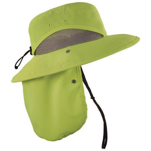 Chill-its 8934 Ranger Hat With Neck Shade, Microfiber/polyester, Small/medium, Lime