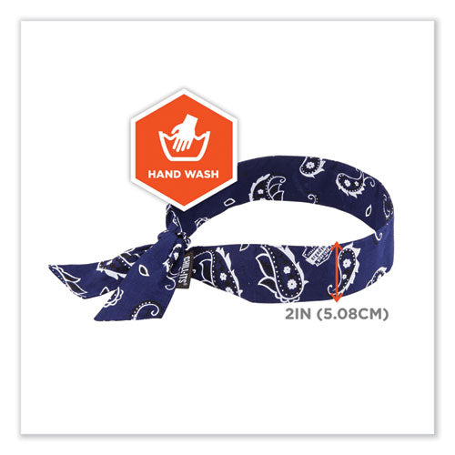 Chill-its 6700 Cooling Bandana Polymer Tie Headband, One Size Fits Most, Navy Western