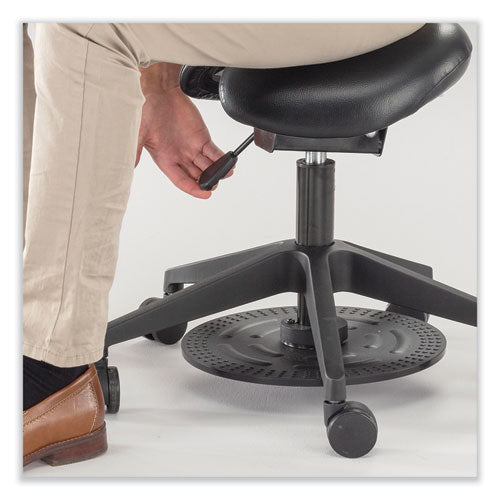 Saddle Seat Lab Stool, Backless, Supports Up To 250 Lb, 21.25" To 26.25" Seat Height, Black Seat, Black Base