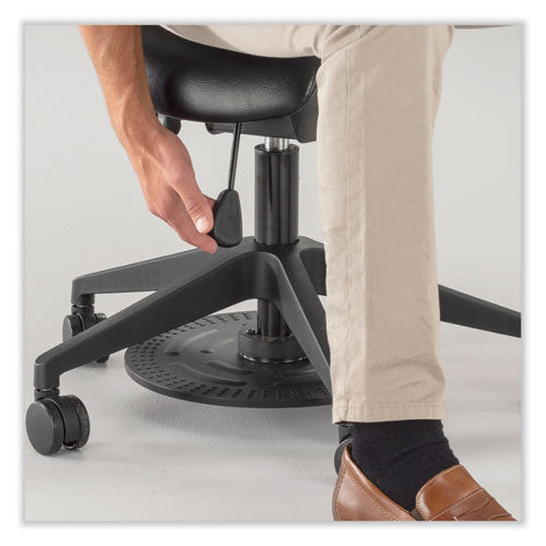 Saddle Seat Lab Stool, Backless, Supports Up To 250 Lb, 21.25" To 26.25" Seat Height, Black Seat, Black Base