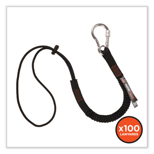 Squids 3105 Tool Lanyard With Aluminum Carabiner + Cinch-loop, 15 Lb Max Working Capacity, 32" To 48", Black, 100/pack