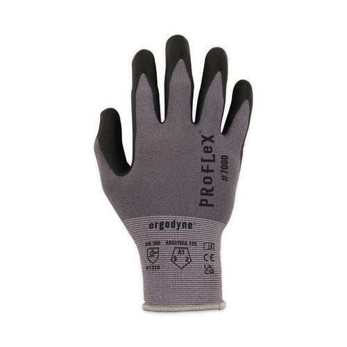 Proflex 7000 Nitrile-coated Gloves Microfoam Palm, Gray, Large, Pair