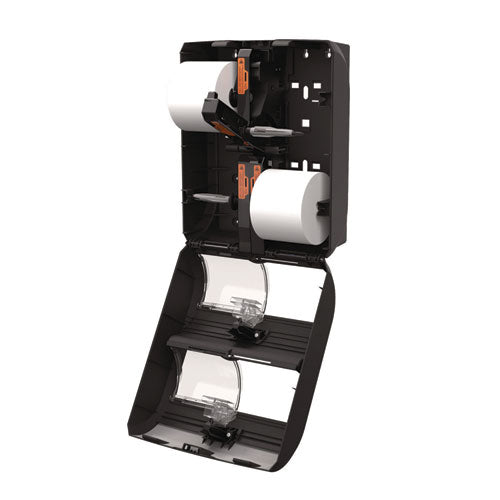 Compact Quad Vertical Four Roll Coreless Tissue Dispenser, 12.31 X 14.81 X 7.86, Black