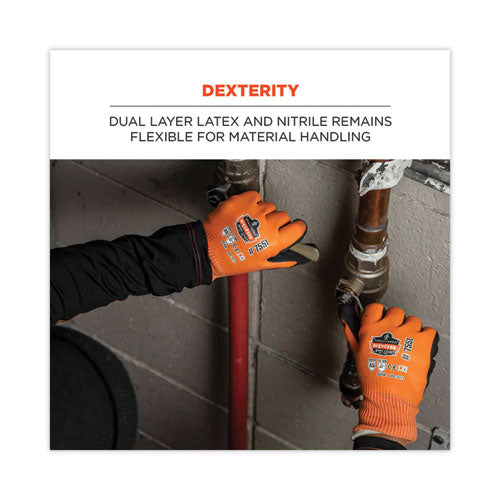 Proflex 7551 Ansi A5 Coated Waterproof Cr Gloves, Orange, Large, Pair