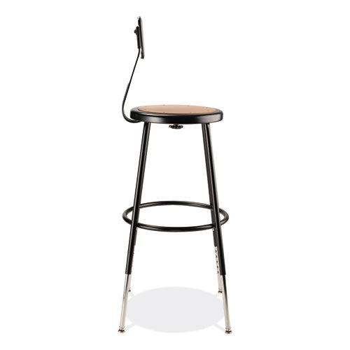 6200 Series 25" To 33" Height Adjustable Heavy Duty Stool With Backrest, Supports Up To 500 Lb, Brown Seat, Black Base