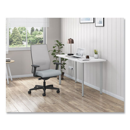 Ignition 2.0 4-way Stretch Mid-back Mesh Task Chair, White Adjustable Lumbar Support, Cloud Seat, Fog Back, White Base