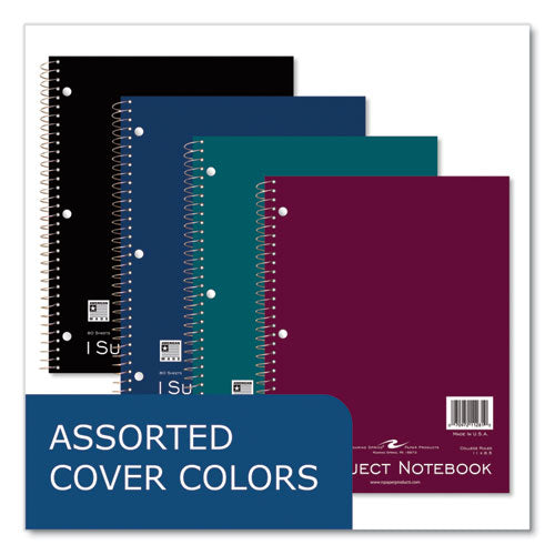 Subject Wirebound Notebook, 1-subject, Medium/college Rule, Assorted Cover, (80) 11 X 8.5 Sheets, 24/carton