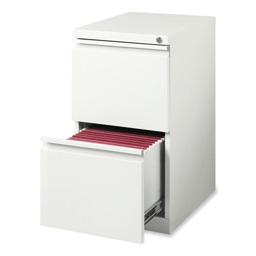 Full-width Pull 20 Deep Mobile Pedestal File, 2-drawer: File/file, Letter, White, 15 X 19.88 X 27.75