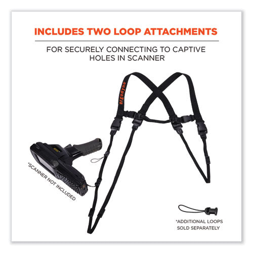 Squids 3132 Barcode Scanner Lanyard Harness, X-large: 23" Arm Strap, 46" Lanyard Strap, Black