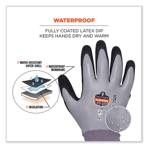 Proflex 7501 Coated Waterproof Winter Gloves, Gray, 2x-large, Pair