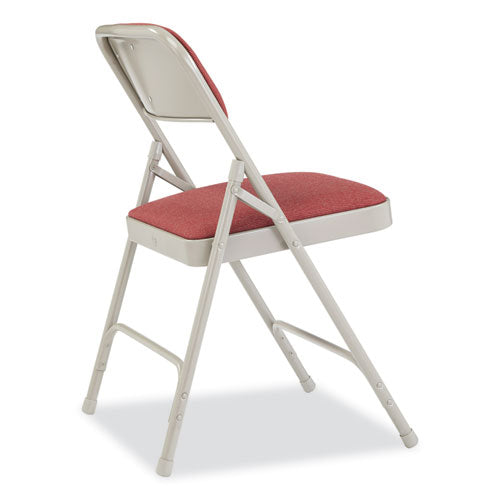 2200 Series Fabric Dual-hinge Premium Folding Chair, Supports Up To 500 Lb, Cabernet Seat, Cabernet Back, Gray Base, 4/carton