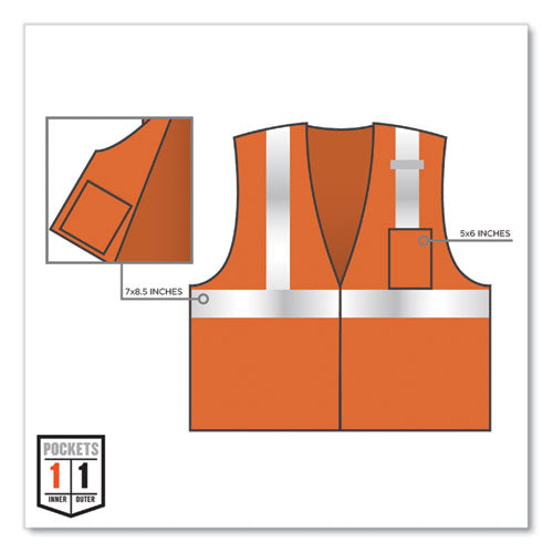 Glowear 8210z Class 2 Economy Mesh Vest, Polyester, Orange, Small/medium