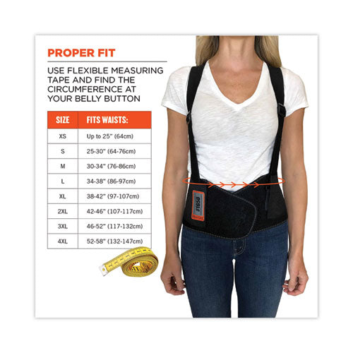 Proflex 1650 Economy Elastic Back Support Brace, X-small, 20" To 25" Waist, Black